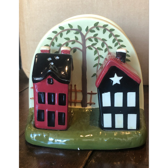 NIB 90's Vintage Collections Etc Fall Country Napkin Salt Pepper Set Farm Ranch - Picture 2 of 14